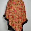 Nazakat Jaal Aari Work Beige Cashmilon Fur Poncho