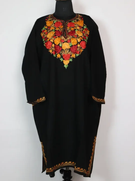 Raffal Wool Aari Embroidery Black Khoobsurat Pheran