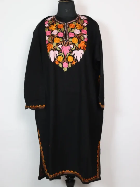 Black Pakeez Pheran with Raffal Wool - Aari Embroidery