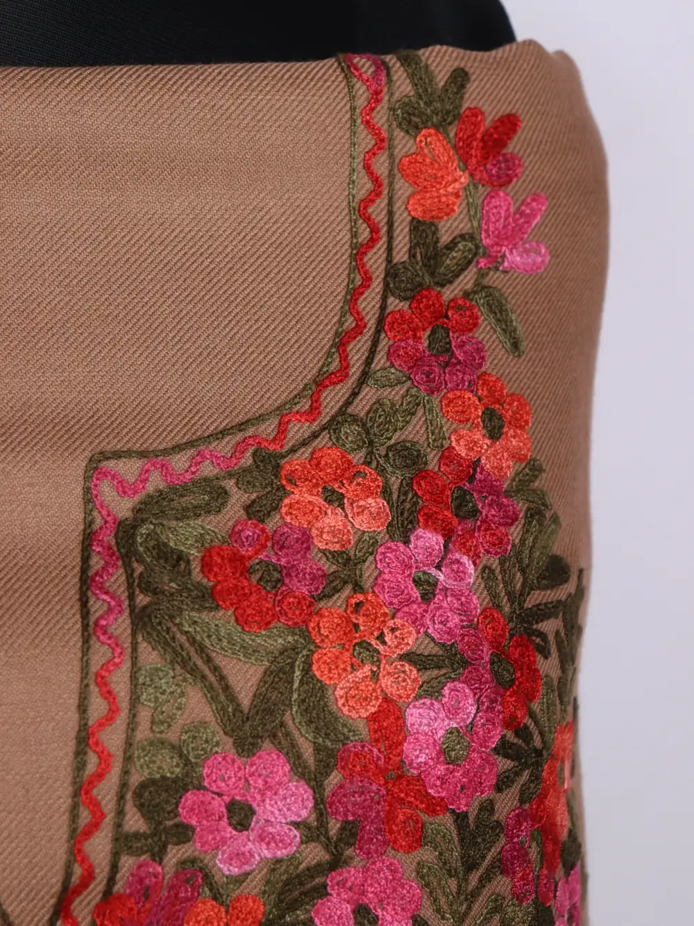 Beige 2pc Falak Suit in Cashmilon Wool with Aari Work - Image 3