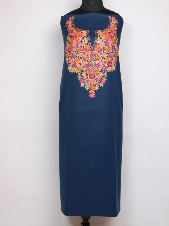 2pc Navy Blue Suit in Cashmilon Wool with Aari Embroidery