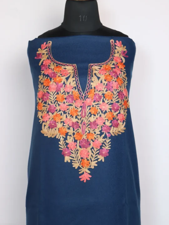 2pc Navy Blue Suit in Cashmilon Wool with Aari Embroidery