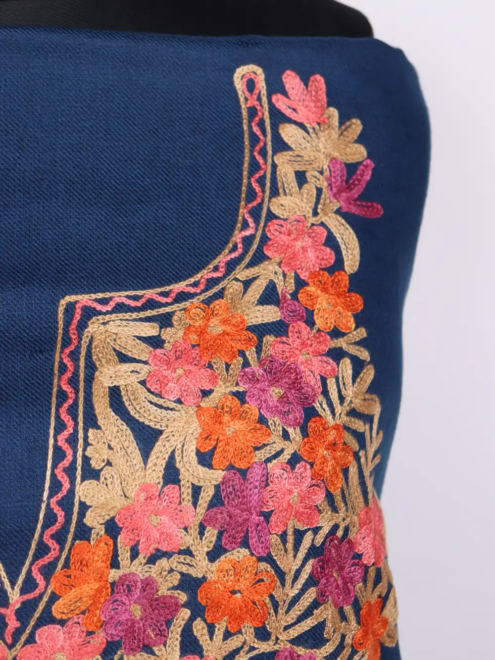 Mehr 2pc Navy Blue Suit in Cashmilon Wool with Aari Embroidery - Image 3