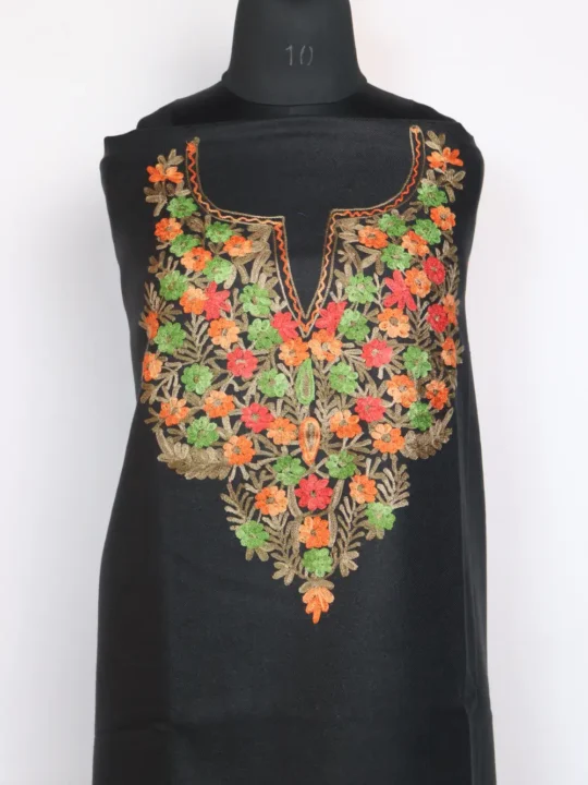 Black 2pc Suit in Cashmilon Wool with Aari Embroidery