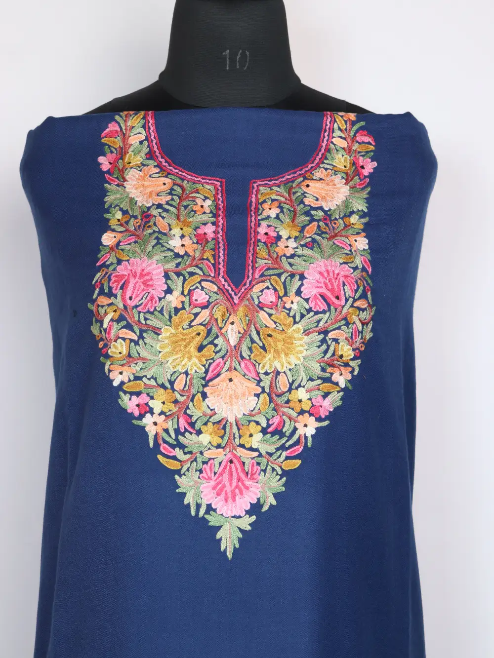 Hayat Navy Blue Hand Aari Embroidery 3pc Salwar Suit in Wool - Image 2