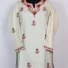 White Cashmilon Wool Sozni Aari Embroidery Short Kurti