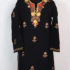 Cashmilon Wool Sozni and Aari Embroidery Black Long Kurti