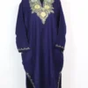 Zoon Dark Blue Aari Work Pheran in Cashmilon Wool