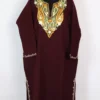 Maroon Lutf Loose Pheran in Cashmilon Wool with Badam Aari Embroidery