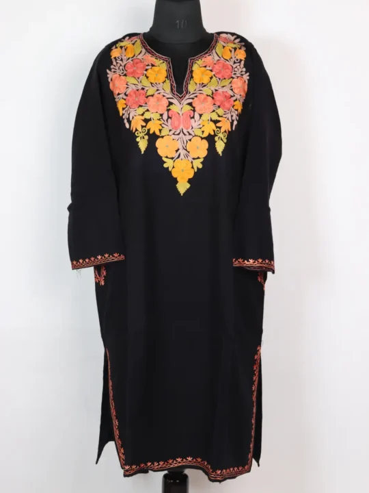 Sehr Black Pheran in Cashmilon Wool with Aari Embroidery