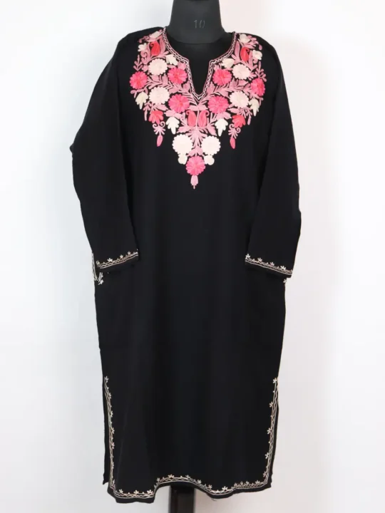 Zohra Pheran in Black Cashmilon Wool with Aari Embroidery