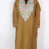 Nazreen Beige Cashmilon Wool Pheran with Aari Embroidery
