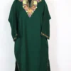 Dark Green Sakeen Aari Embroidery Cashmilon Wool Pheran