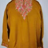 Kangposh Aari Work Pheran in Mustard Cashmilon Wool