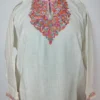 Sheen Cashmilon Wool White Pheran with Aari Embroidery