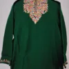Dark Green Cashmilon Pheran Highlighted with Aari Embroidery