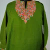 Green Cashmilon Pheran Highlighted with Aari Embroidery