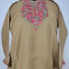 Beige Cashmilon Pheran Highlighted with Aari Embroidery