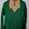 Dark Green Cashmilon Pheran Highlighted with Aari Embroidery
