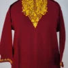 Short Aari Work Maroon Cashmilon Wool Pheran