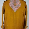 Mustard Cashmilon Wool Short Pheran with Aari Embroidery