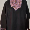 Black Short Pheran in Cashmilon Wool with Aari Work
