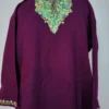 Short Maroon Cashmilon Wool Aari Embroidery Pheran