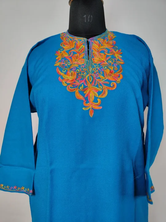 Cashmilon Wool Aari Work Short Pheran Jabeen