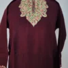 Zunaira Cashmilon Wool Aari Work Wine Short Pheran