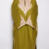 Mehndi Green Aari Work Maroon Pheran with Fancy Sleeve in Cashmilon Wool