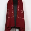 Kashmiri Cashmilon Wool Maroon Women Shawl with Hand Sozni Embroidery