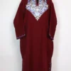 Maroon Cashmilon Wool Hafizah Pheran with Aari Embroidery