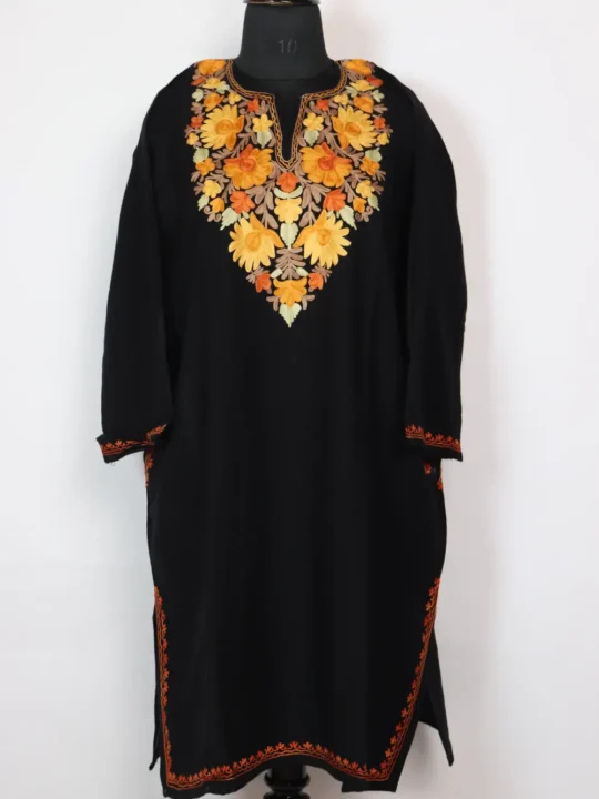 Black Cashmilon Zaheen Pheran with Aari Embroidery