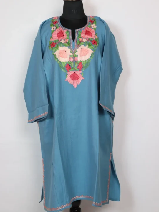 Blue Cashmilon Zaheen Pheran with Aari Embroidery