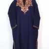 Rayees Dark Blue Cashmilon Wool Pheran with Aari Embroidery