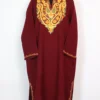 Cashmilon Wool Maroon Pheran with Aari Embroidery