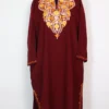 Zainab Aari Embroidery Cashmilon Wool Maroon Pheran