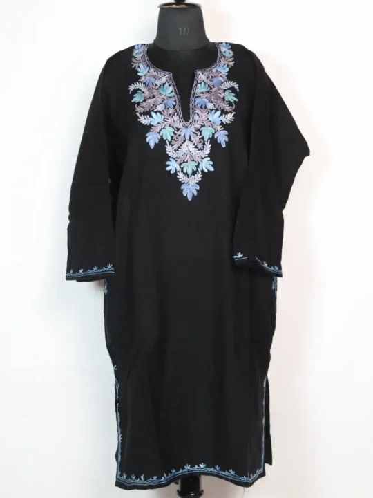 Aari Embroidery Roshni Cashmilon Wool Black Pheran