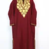 Maroon Aari Embroidery Roshni Cashmilon Wool Pheran