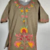 Beige Cashmilon Wool Girls Aari Embroidery Nazakat Pheran (2-3 years)