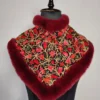 Khubsurat Black Kids Fur Poncho in Cashmilon Wool - Aari Work