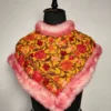 Cashmilon Wool Mustard Kids Fur Poncho with Aari Work