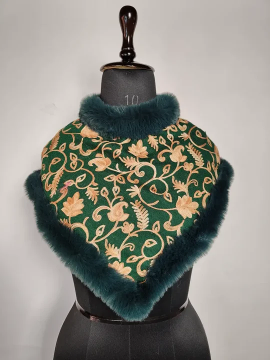 Chand Green Kids Poncho Cashmilon Wool Aari Embroidery