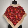 Cashmilon Wool Pakeez Maroon Kids Poncho with Aari Embroidery