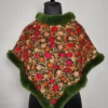 Green Nazakat Green Poncho in Cashmilon Wool Aari Work