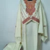 Rubina Cream Cashmilon Wool Sozni Embroidery 3pc Pheran Set