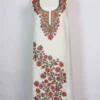 White 2pc Suit in Cashmilon Wool with Front Panel Aari Embroidery