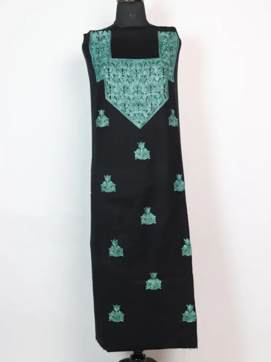 Black 2pc Suit in Cashmilon Wool with Booti Aari Embroidery