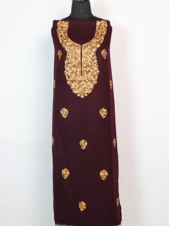 Booti Aari Embroidery 2pc Wine Suit in Cashmilon Wool