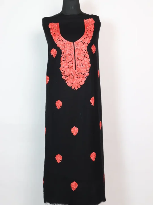 Black 2pc Suit in Cashmilon Wool with Aari Work